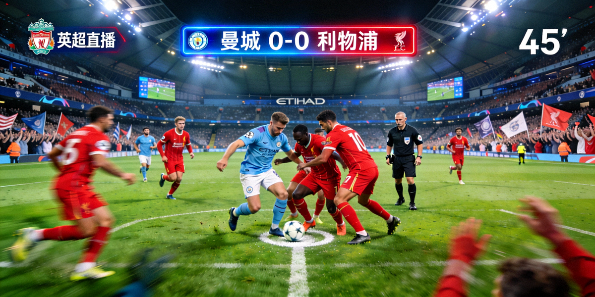 英超联赛焦点战直播画面 - 曼城对阵利物浦的激烈比赛现场